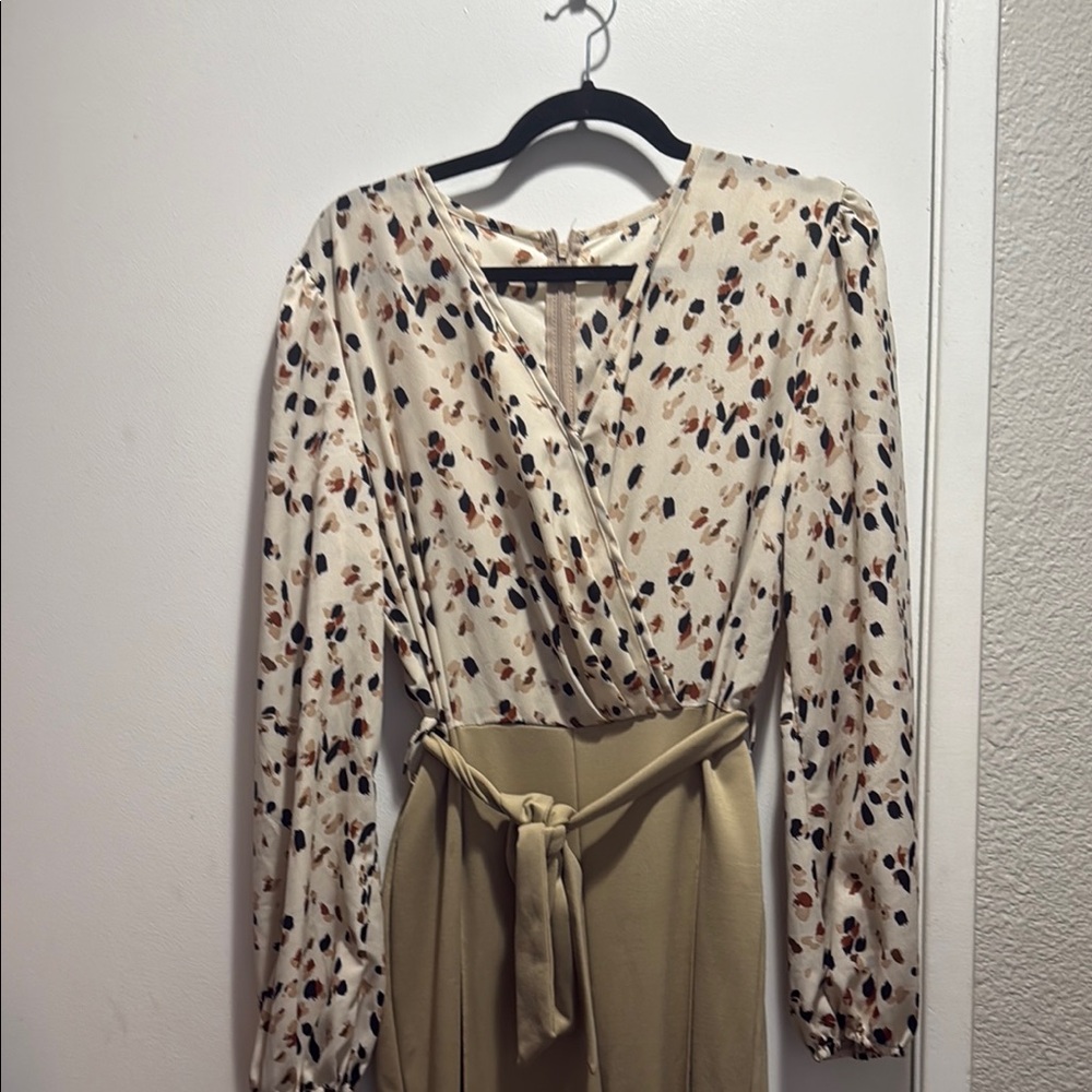 SHEIN Cream Wrap Dress with Bishop Sleeves